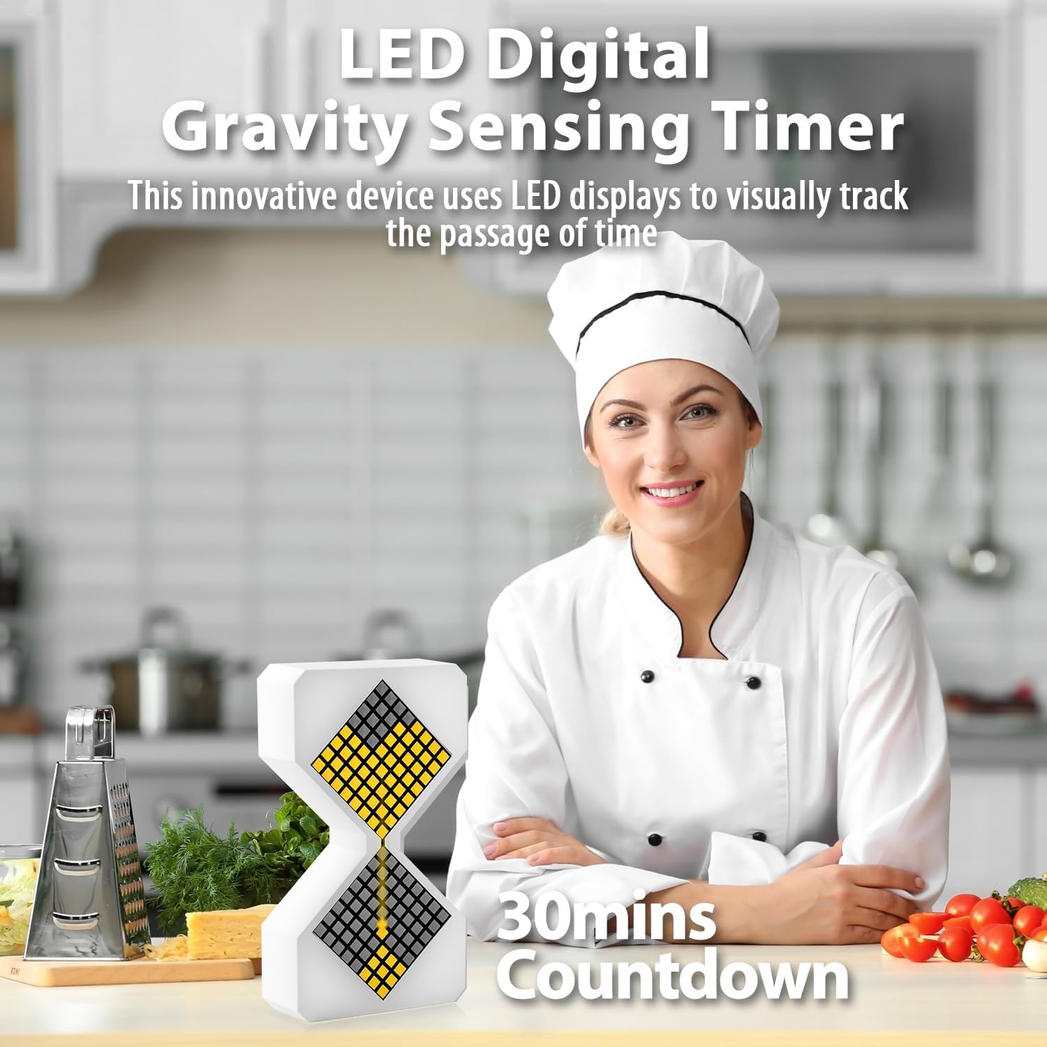 LED Digital Timer, 1-30 Minutes Visual Timer Count Down Electronic Hourglass Light Timer