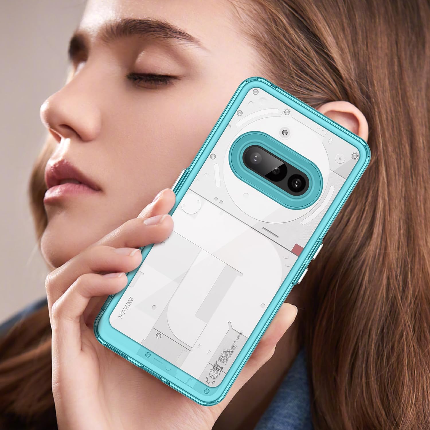 Hard PC + TPU Frame, Drop-Resistant, Protective Case Compatible with Nothing Phone 3a (Transparent Blue)