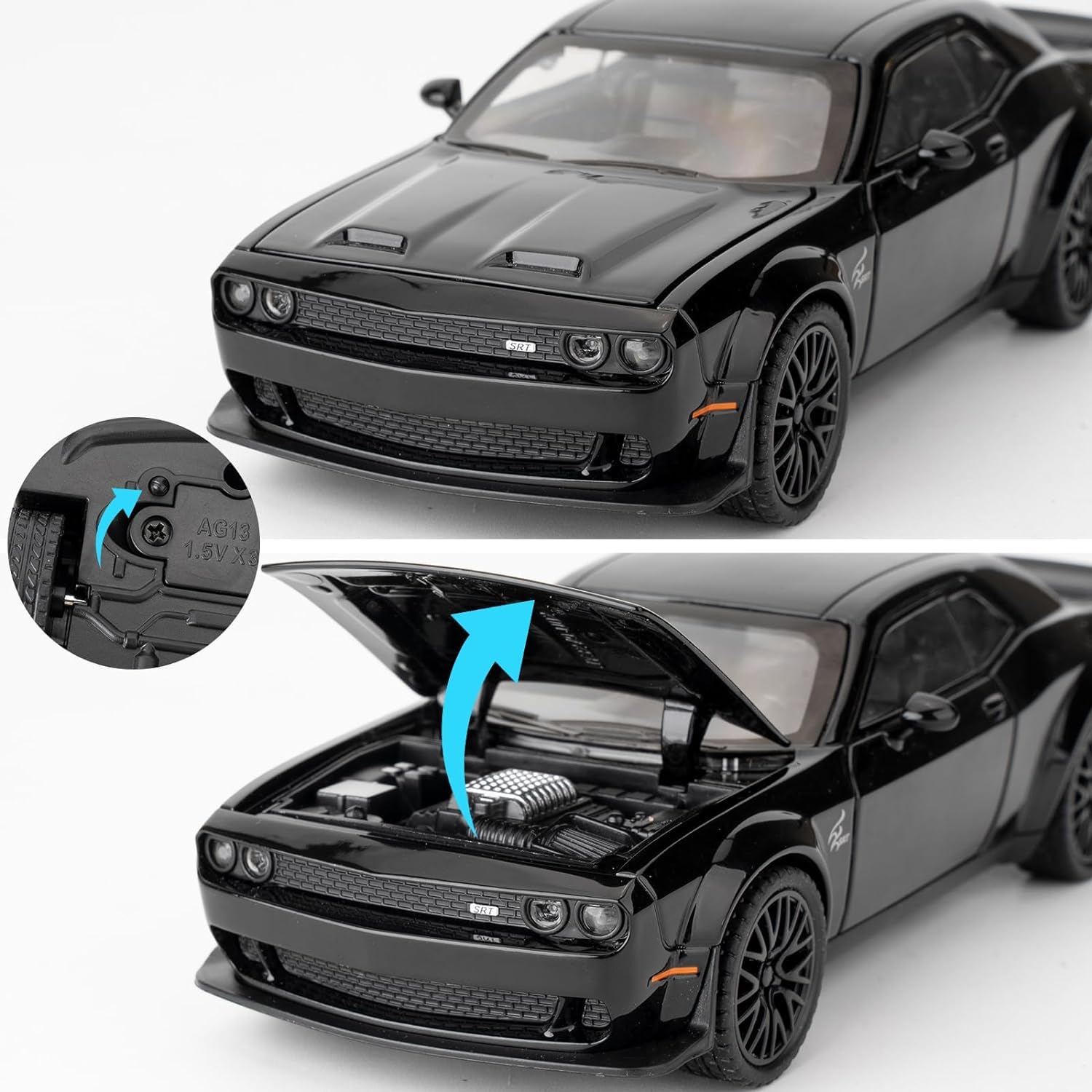 1:32 Scale Exclusive Alloy Metal Pull Back Die-cast Dodge Challenger-Black