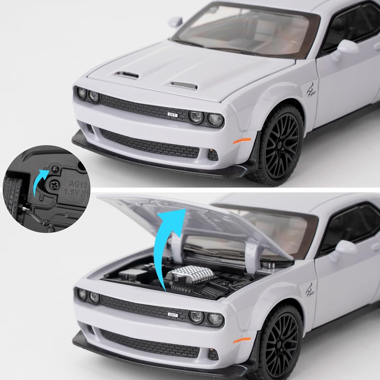1:32 Scale Exclusive Alloy Metal Pull Back Die-cast Dodge Challenger-Grey