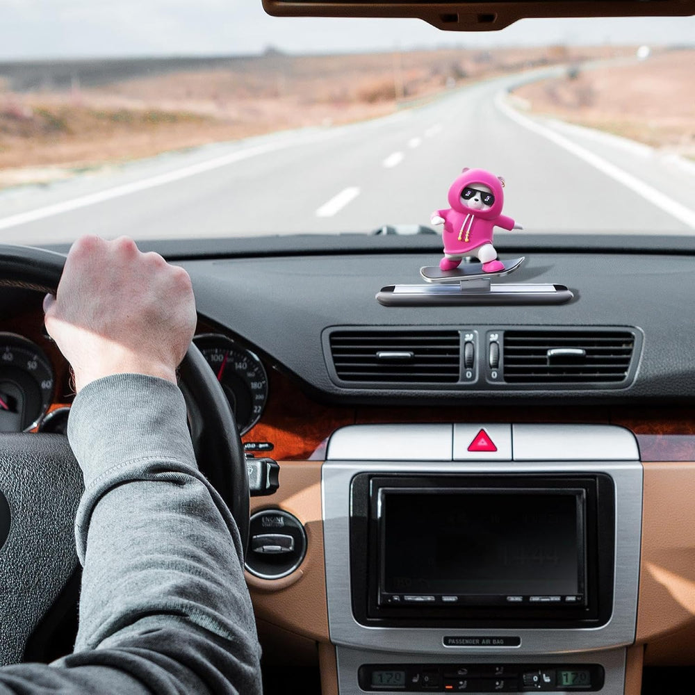 Pink Panda Car Dashboard Toy –Auto Sliding Motion Decor, Cool Sliding Car Accessory, Fun Car Interior Decoration Accessories