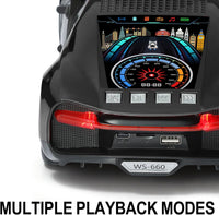 WS-660 Hypercar Bluetooth Speaker with LED Starry-Sky Display, Portable with HD Sound, LED Party Light, TWS Pairing, FM/USB/TF Playback, Built-in Mic