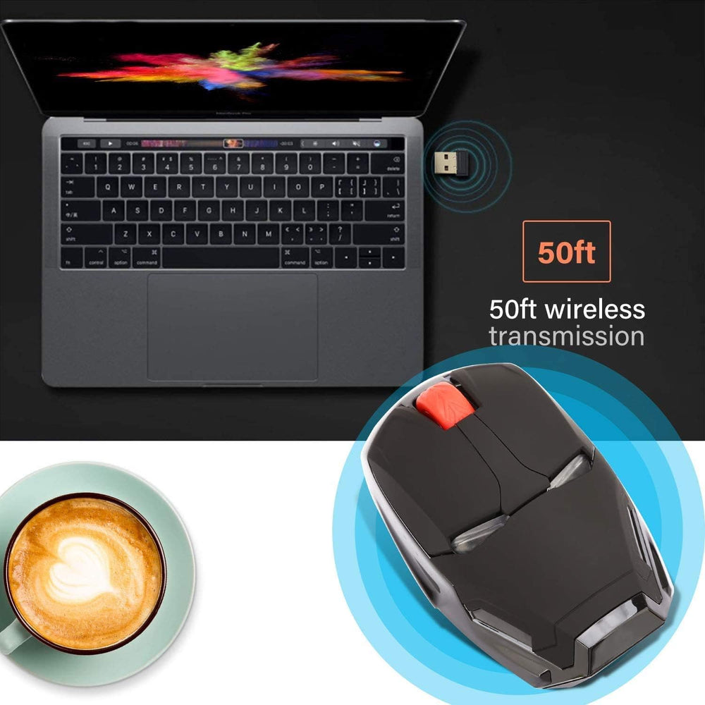 Wireless Iron Man Mouse 2.4G Optical Computer Mouse for Desktop Laptop PC Mac