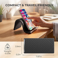 Black Flexible Memory Bend Phone Stand, Foldable Silicone Aluminum Holder, 360° Adjustable & Wrapable, Non-Slip Portable Desk & Travel Stand