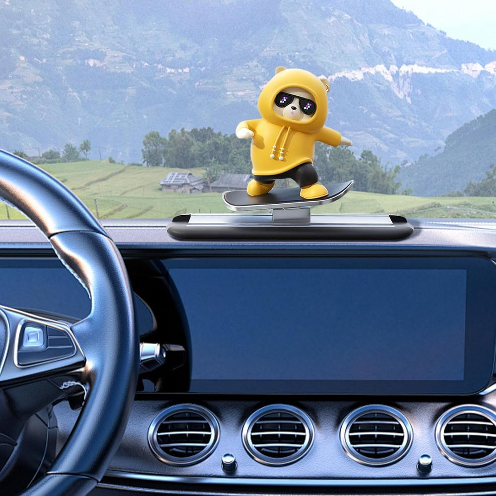 Yellow Panda Car Dashboard Toy –Auto Sliding Motion Decor, Cool Sliding Car Accessory, Fun Car Interior Decoration Accessories
