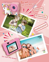Kids Digital Video Toy Camera with Silicone Building CardBlocks - Unicorn