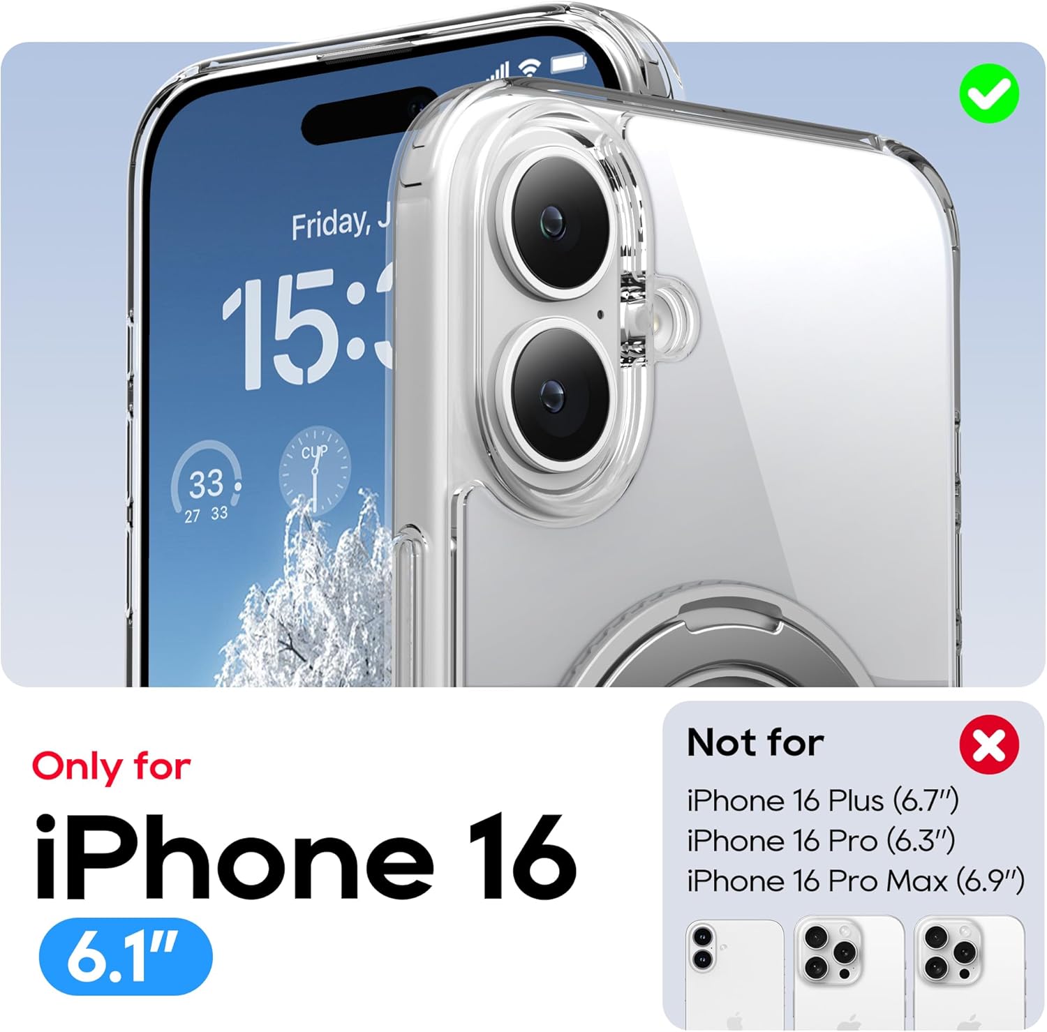 Blueo Crystal Magnetic case with 360 Rotatable stand - iPhone 16