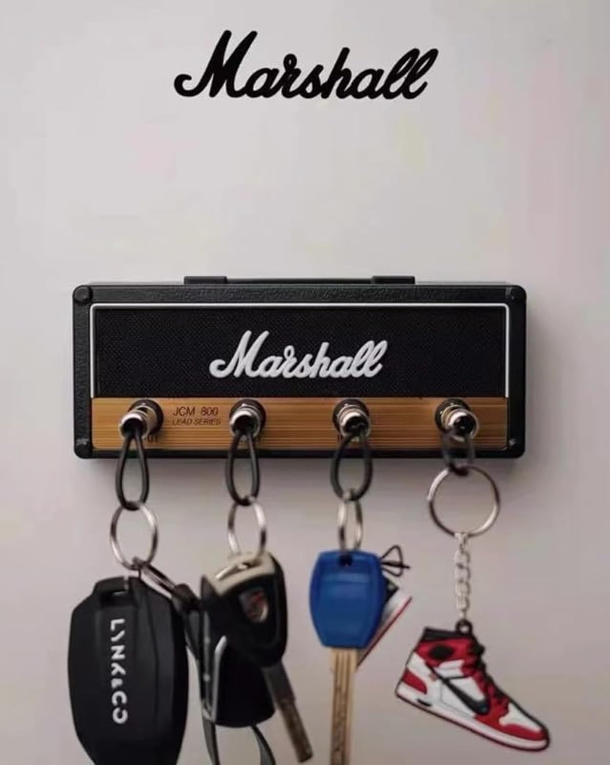 Marshall Wall Mounted Key Holder Hooks, 4Pcs Amp Keychains  Guitar Plug Hanger (Black)