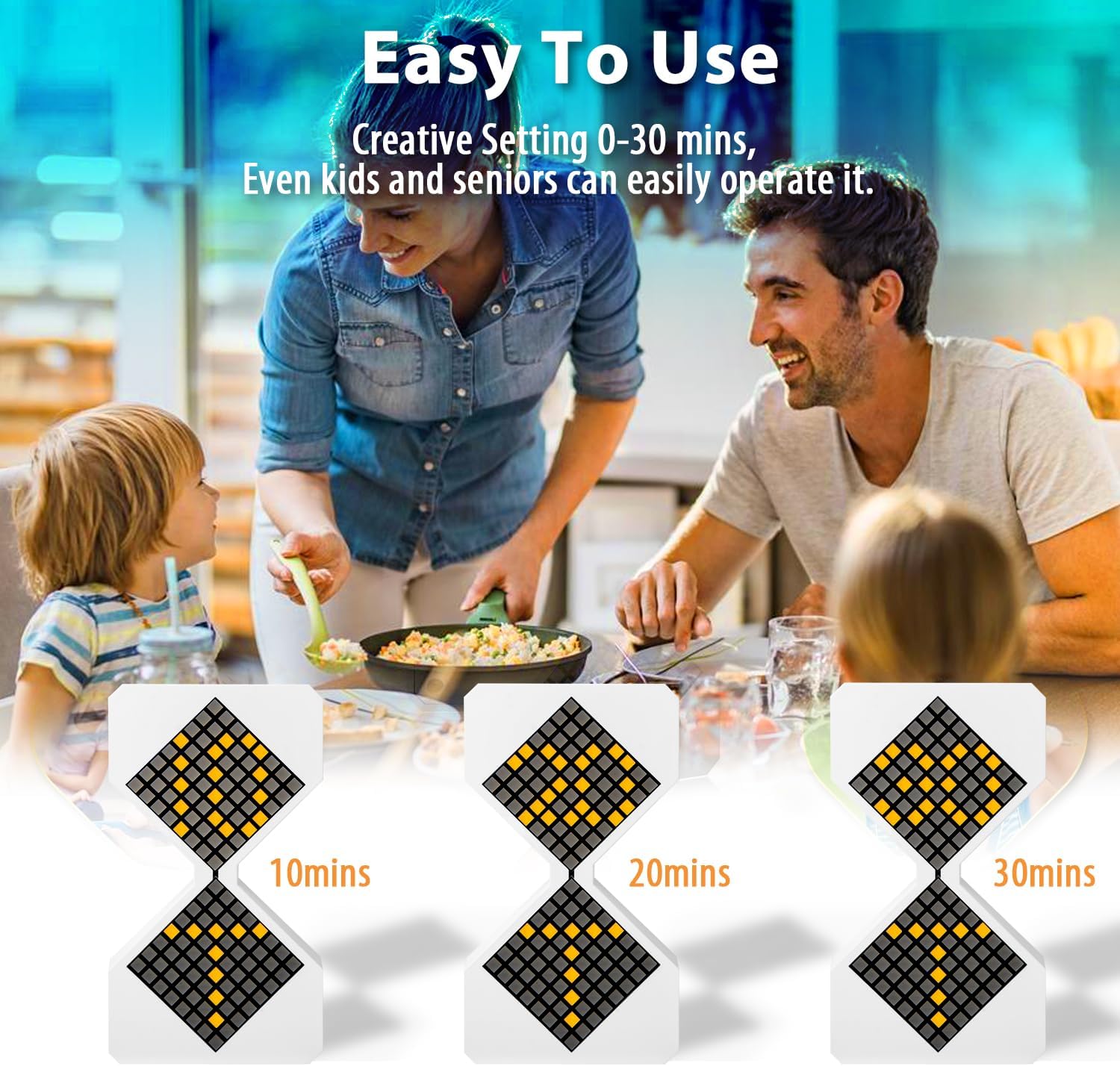 LED Digital Timer, 1-30 Minutes Visual Timer Count Down Electronic Hourglass Light Timer