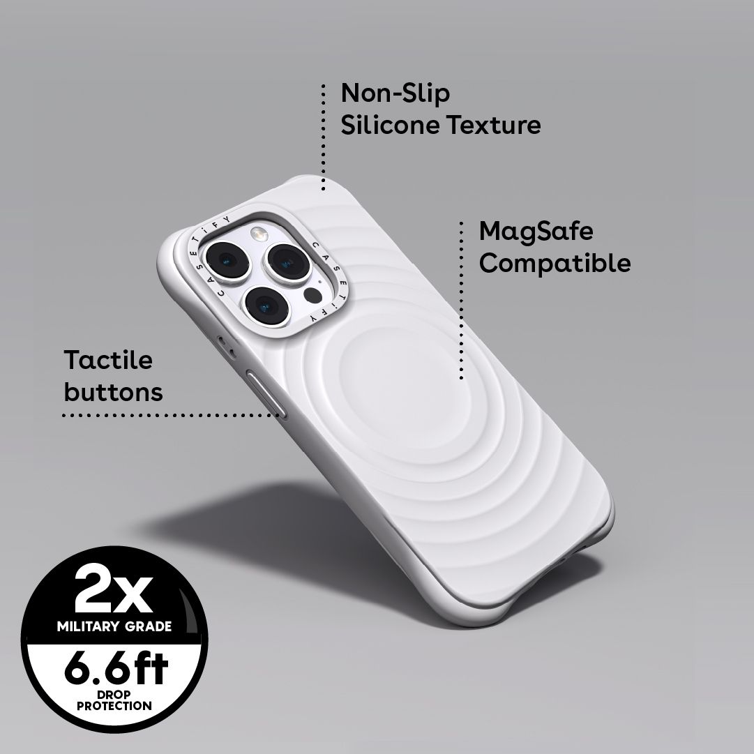 Ripple Texture with MagSafe PC+Liquid Silicone Cover for iPhone 14/15 Series - White