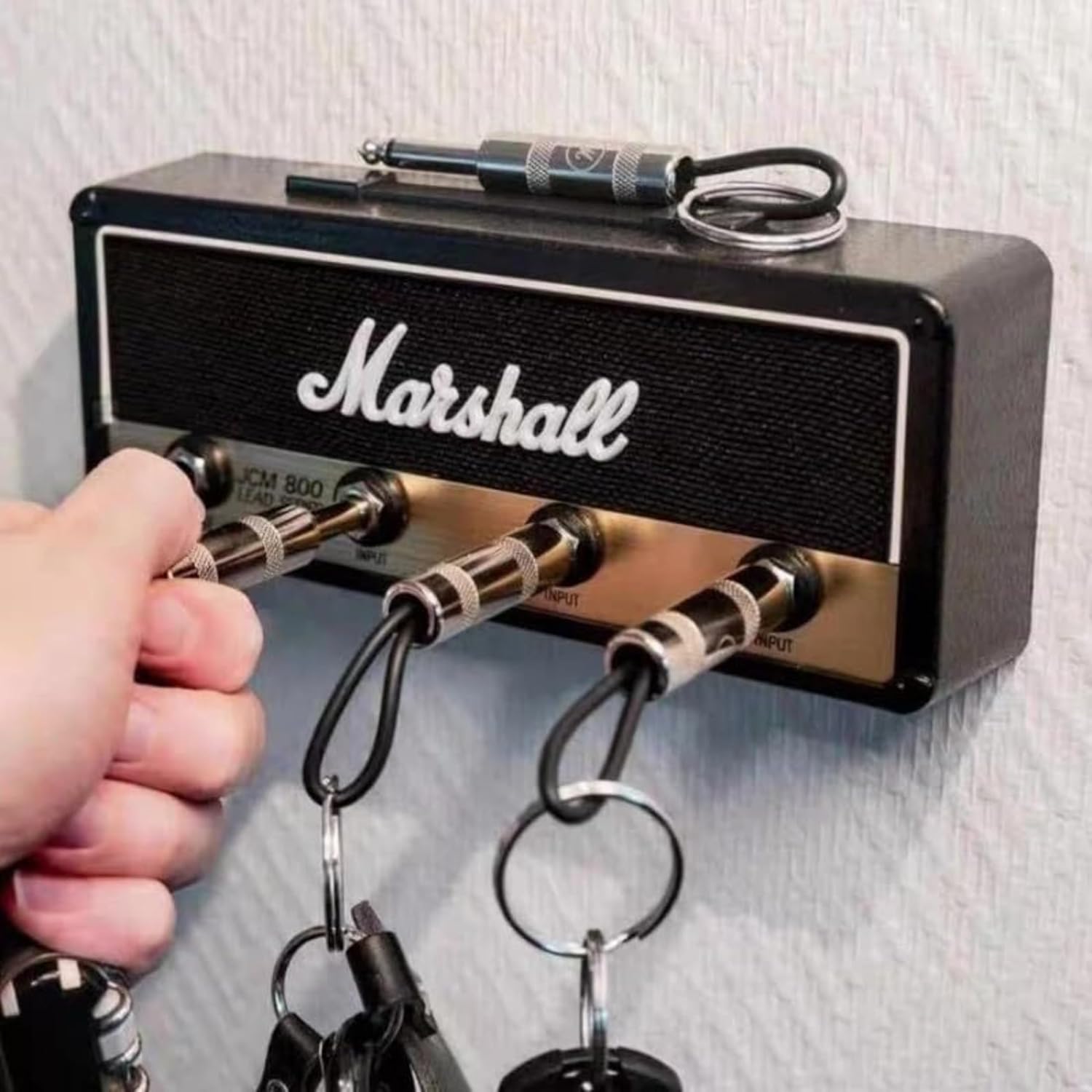 Marshall Wall Mounted Key Holder Hooks, 4Pcs Amp Keychains  Guitar Plug Hanger (Black)