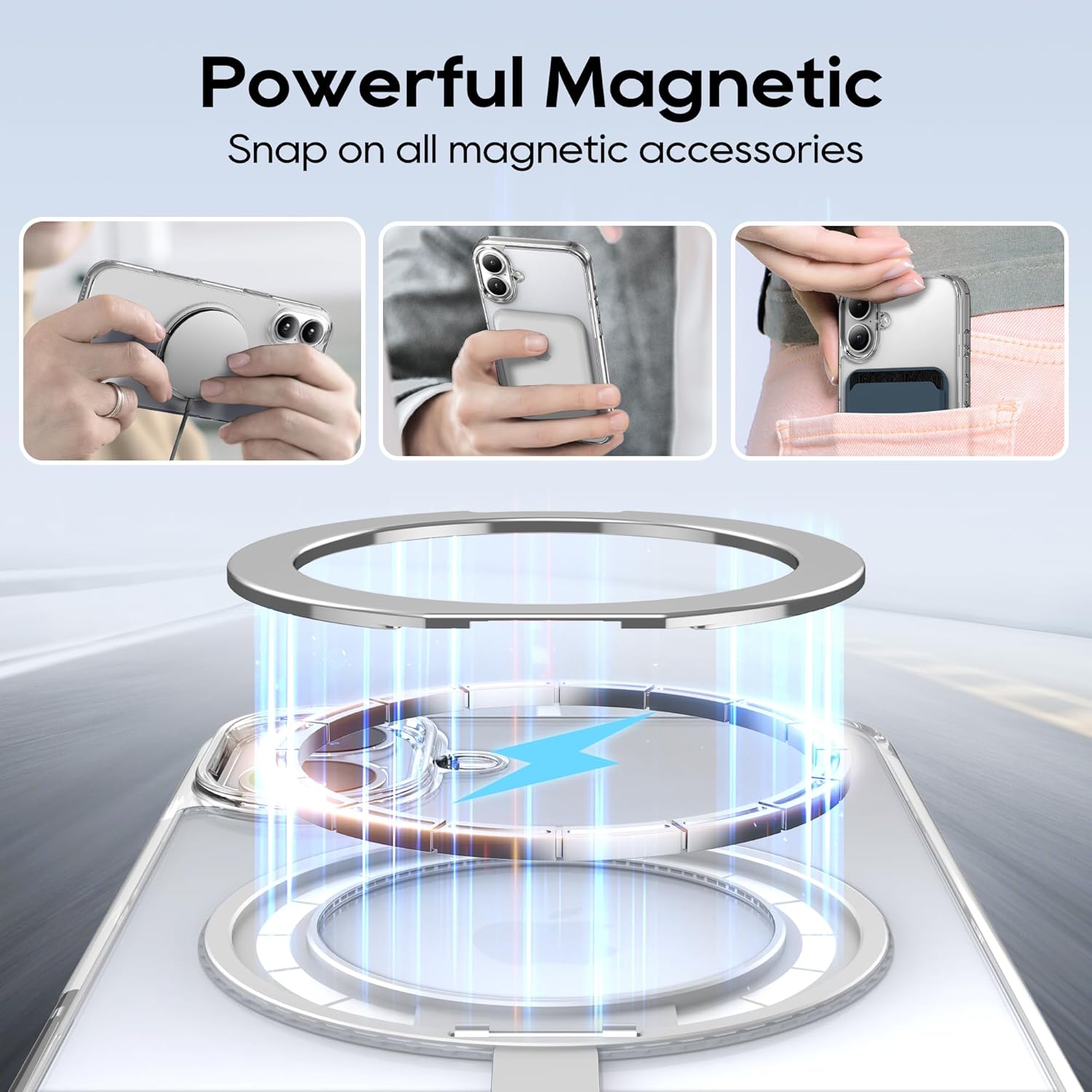 Blueo Crystal Magnetic case with 360 Rotatable stand - iPhone 16