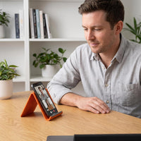 Orange Flexible Memory Bend Phone Stand, Foldable Silicone Aluminum Holder, 360° Adjustable & Wrapable, Non-Slip Portable Desk & Travel Stand