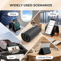 Black Flexible Memory Bend Phone Stand, Foldable Silicone Aluminum Holder, 360° Adjustable & Wrapable, Non-Slip Portable Desk & Travel Stand