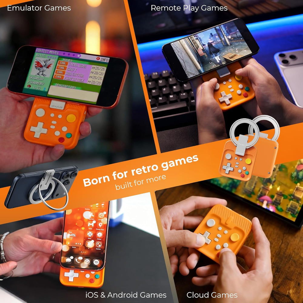 Orange M4 Snap-On Mobile Gaming Controller for Android & iPhone