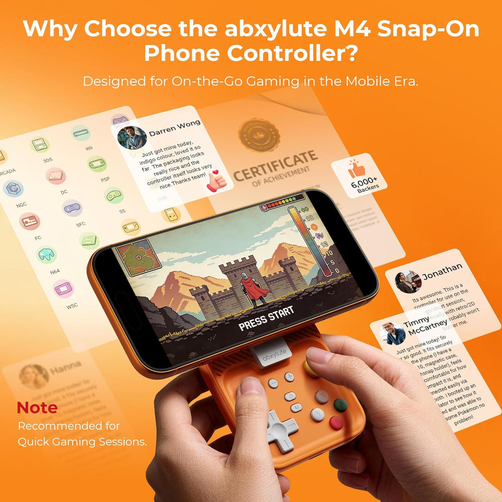 Orange M4 Snap-On Mobile Gaming Controller for Android & iPhone