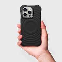 Ripple Texture with MagSafe PC+Liquid Silicone Cover for iPhone 14/15 Series - Black