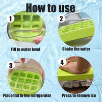 Ice Cube Bottle, 2 in 1 Touch-Free Ice Cube Tray & Water Bottle with Lid and Bin - Pink