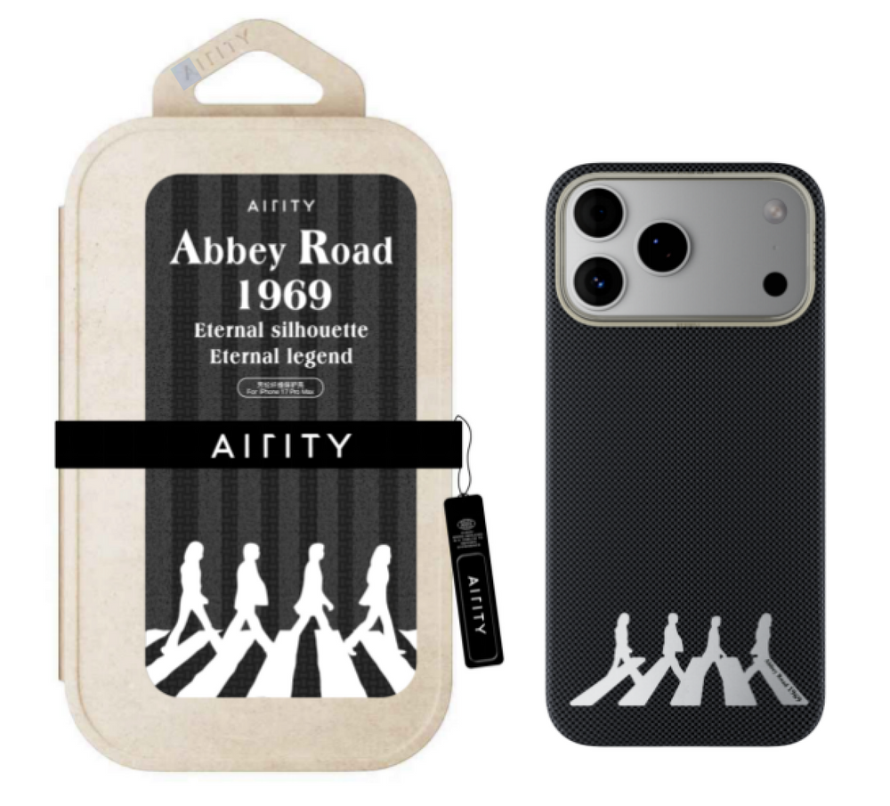 Black Abbey Road 1969 - Intangible Cultural Heritage Bamboo Weave Kevlar Aramid Fiber iPhone (AIRITY Brand) Magnetic 17 Promax Phone Case