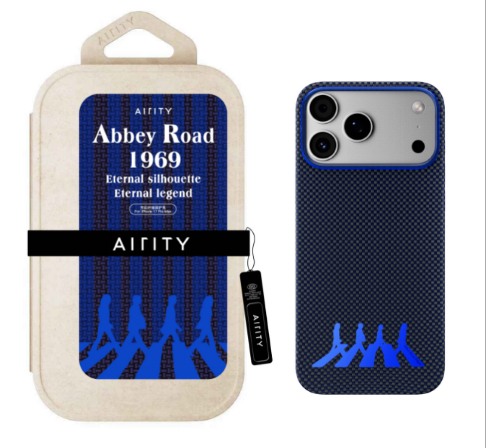 Blue Abbey Road 1969 - Intangible Cultural Heritage Bamboo Weave Kevlar Aramid Fiber iPhone (AIRITY Brand) Magnetic 17 Pro Phone Case