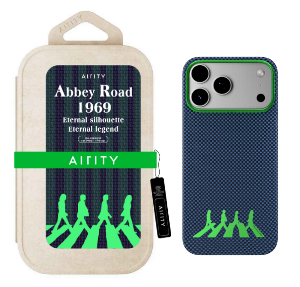 Green Abbey Road 1969 - Intangible Cultural Heritage Bamboo Weave Kevlar Aramid Fiber iPhone (AIRITY Brand) Magnetic 17 Pro Phone Case