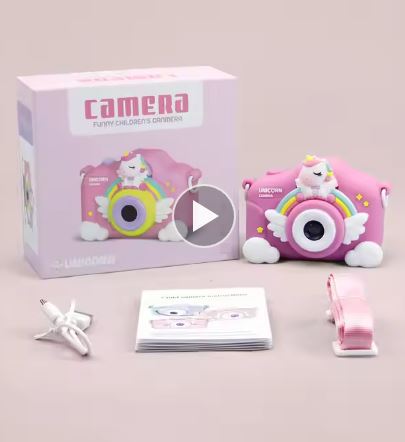 Pink Unicorn Design Kids Cartoon Digital Camera