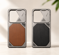 Brown Rugged Wood-Panel Protective Phone Case - Samsung S25 Ultra