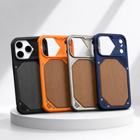 Grey Rugged Wood-Panel Protective Phone Case - iPhone 17 Promax