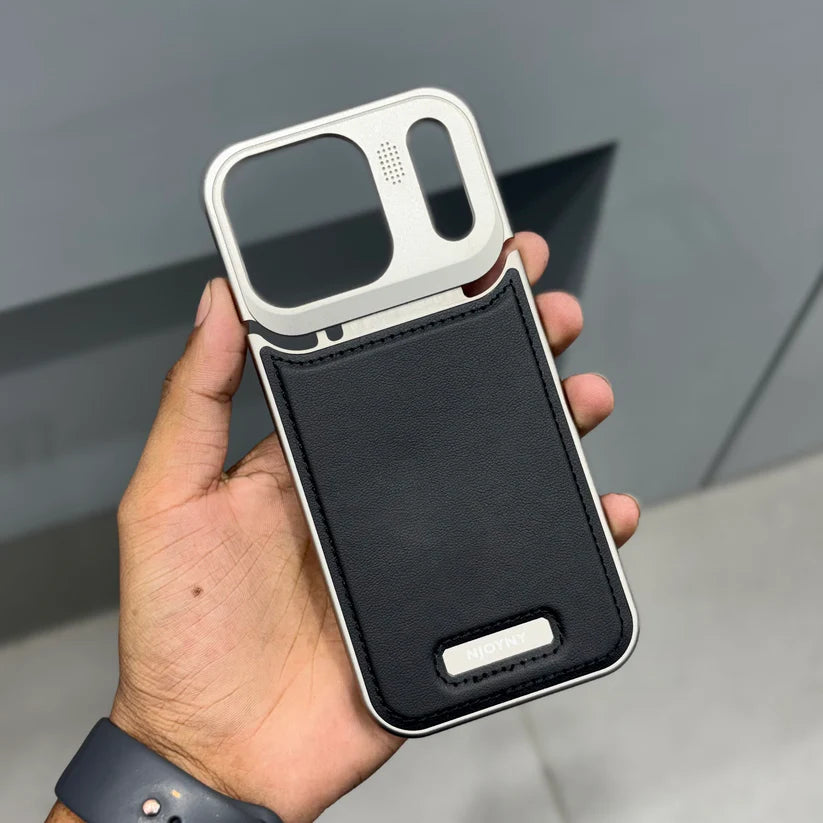 NyJoy Metal Veagan Leather with Magsafe Case for iPhone 17 Pro - Black