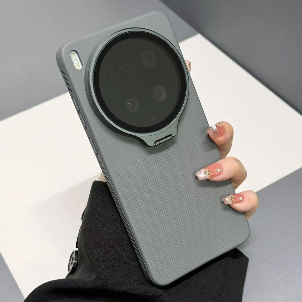 Grey Ultra Flip-Out Camera Cover Stand Honeycomb Cooling Phone Case for Vivo X300 Ultra