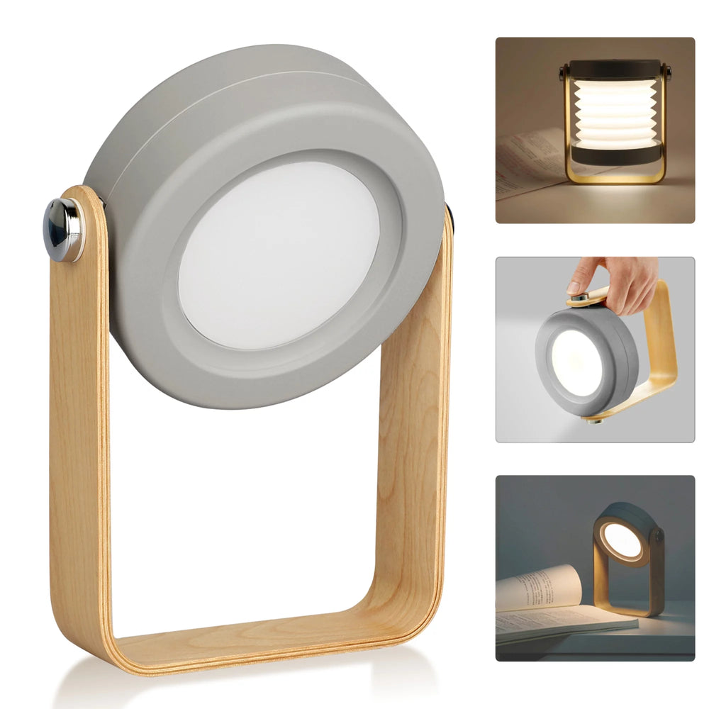 LED Foldable Table Lamp Lantern Light USB Rechargeable Touch Sensor - Grey Color