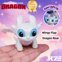 Dragon Keychain Toy with Moving Wings and Light, On Off Switch, White Color (Light Fury)