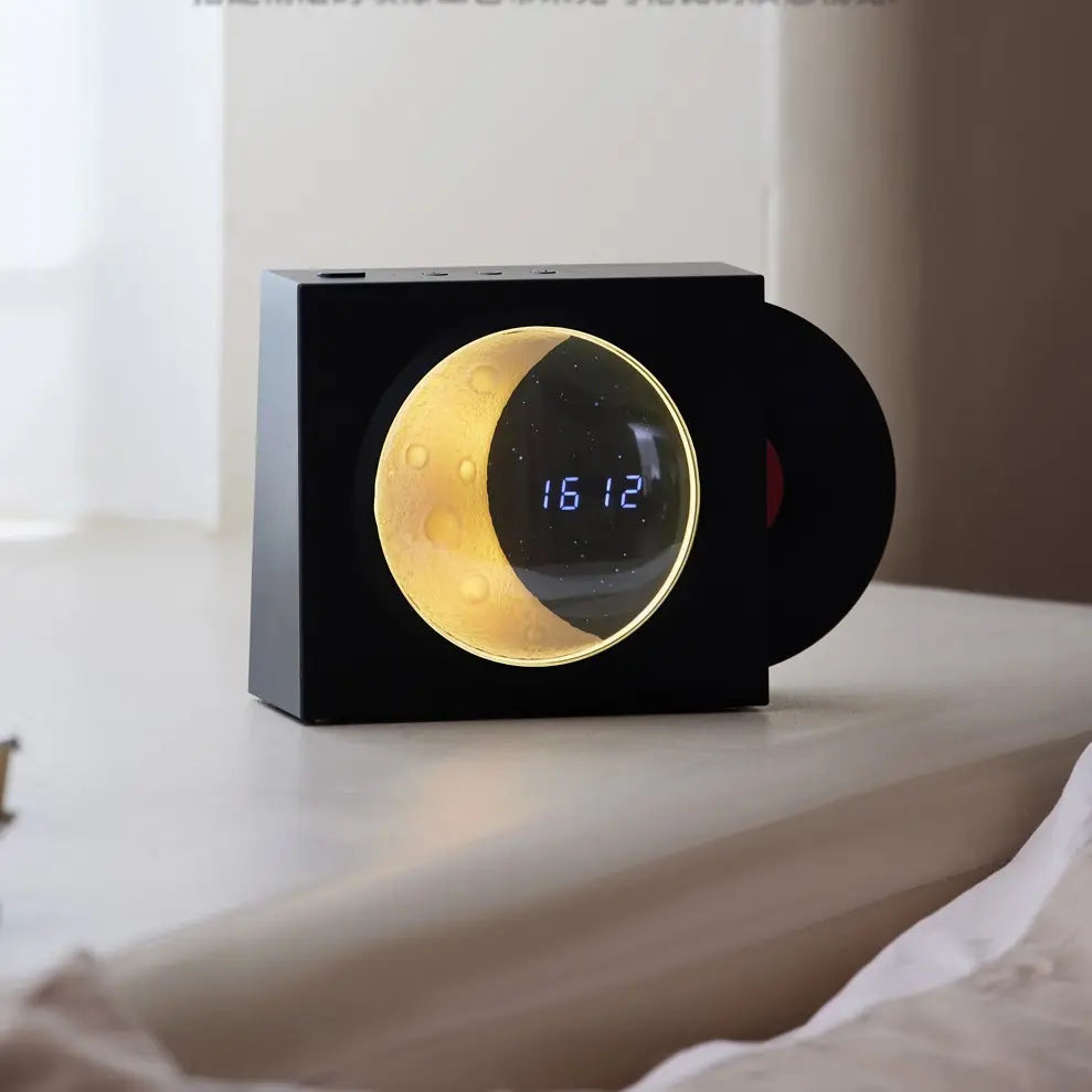 Modern Vintage Speaker with Moon Star Night Light - Black