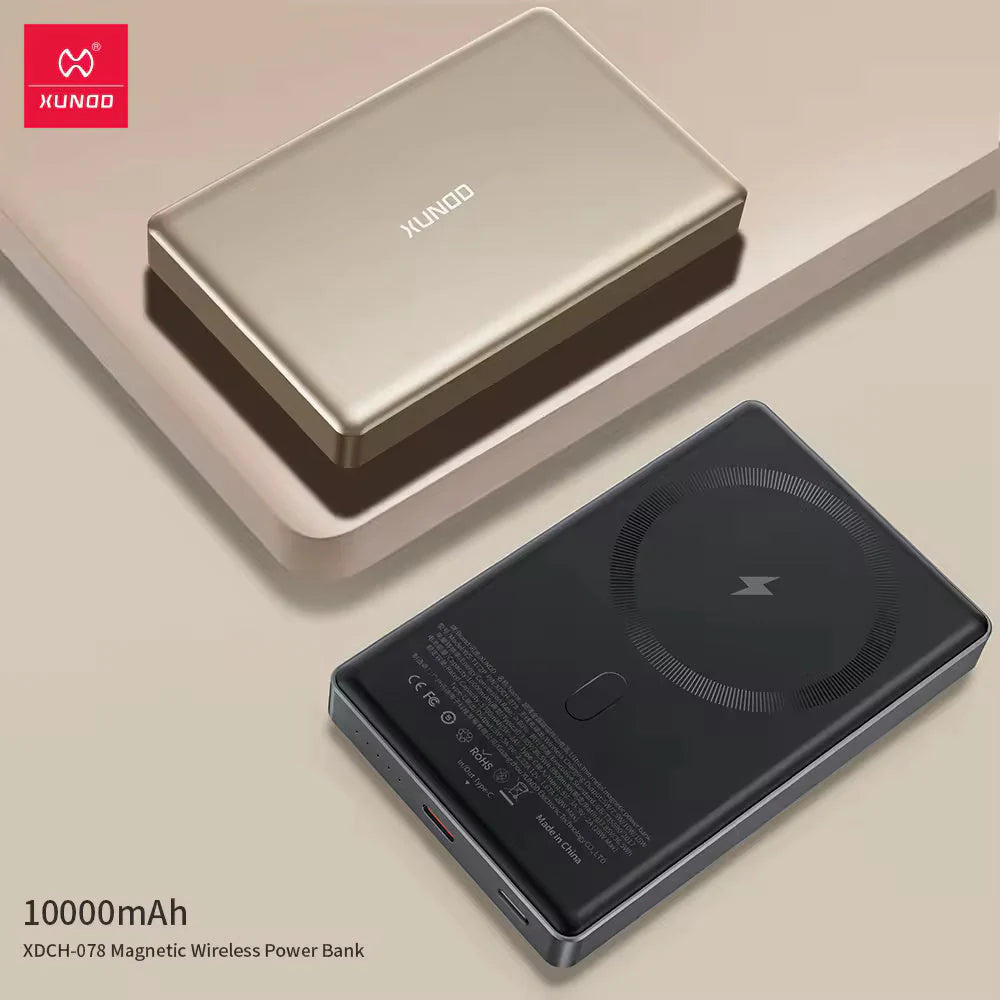 XUNDD 10000 mah Mini Slim Metal Magnetic PD Power Bank - Black