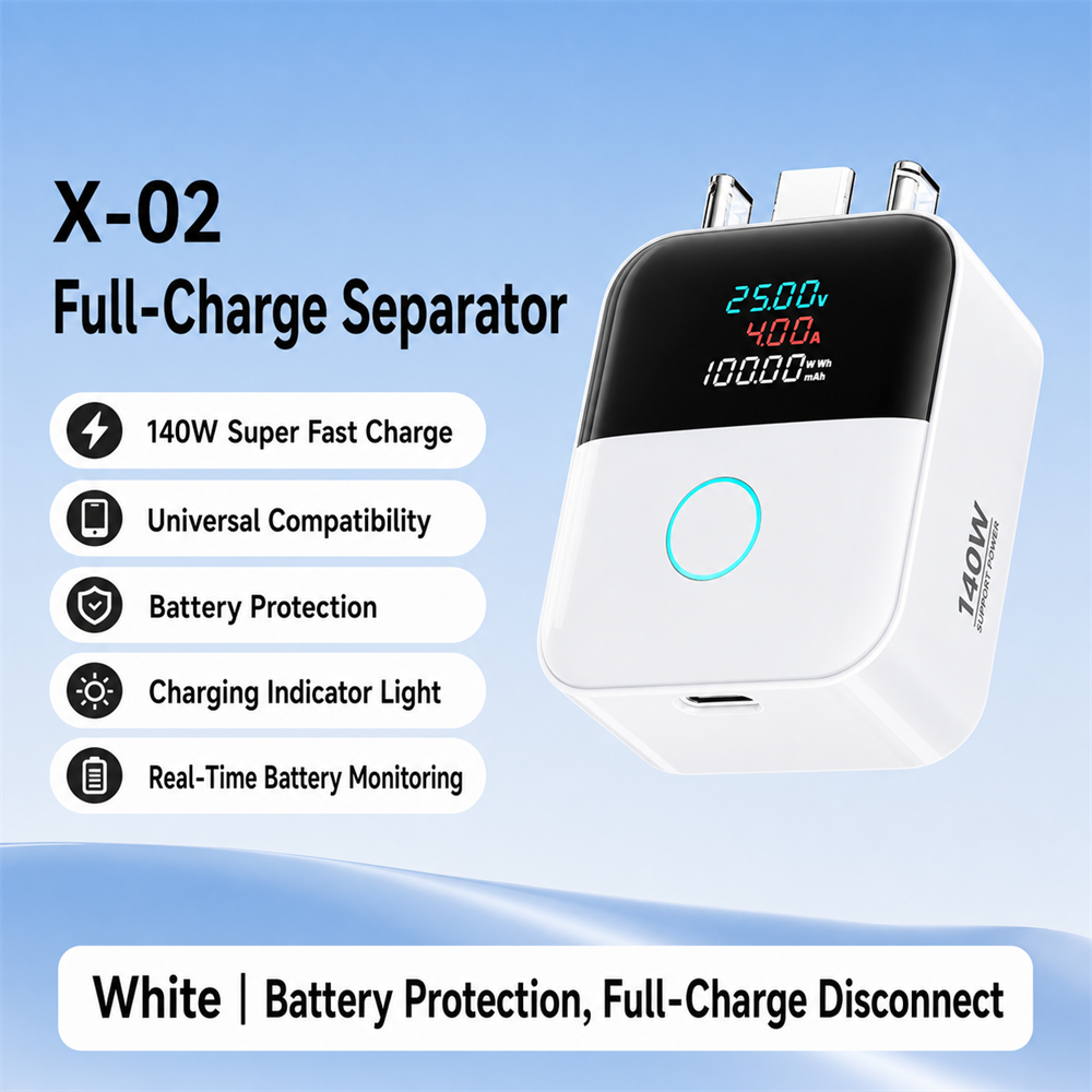 White Auto Pop AI Smart Auto Stop Adapter - Charging Separator -  Type-C