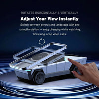 3 in 1 Silver CyberDock+ Cyber Truck inspired Motorised MagSafe Charging Dock