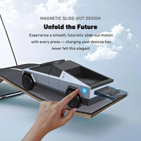 3 in 1 Silver CyberDock+ Cyber Truck inspired Motorised MagSafe Charging Dock