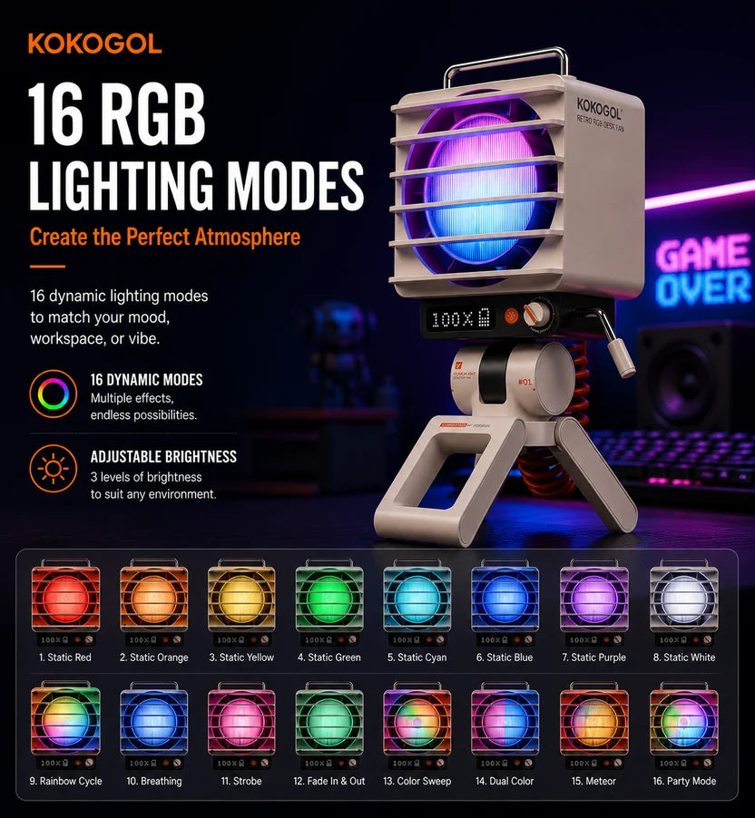AirPixel Retro RGB Desk Fan with LED Matrix Display