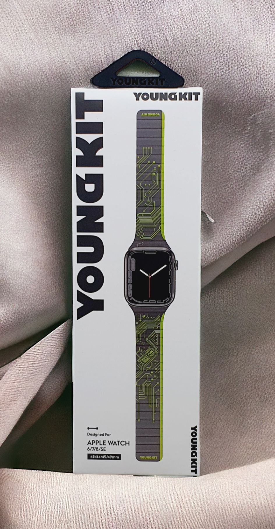Green Youngkit Futuristic Circuit Silicone Magnetic Watch Band - 42/44/45/49 MM