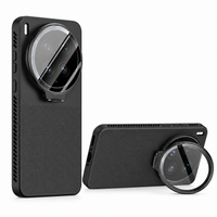 Black Ultra Flip-Out Camera Cover Stand Honeycomb Cooling Phone Case for Vivo X300 Ultra