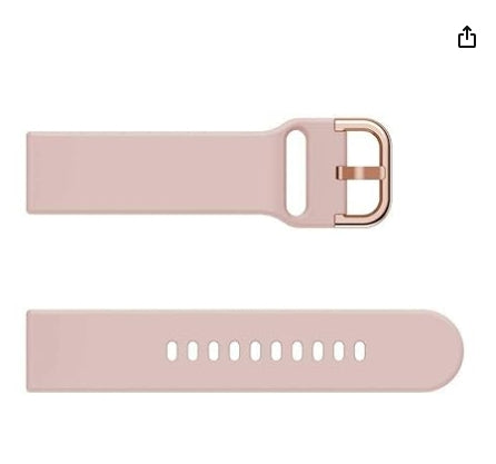 Grippie Silicone 19mm Replacement Band Strap with Metal Buckle Compatible with Noise Colorfit Pro 2, Boat Storm Smart Watch - Pink
