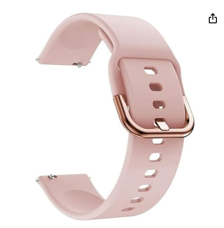 Grippie Silicone 19mm Replacement Band Strap with Metal Buckle Compatible with Noise Colorfit Pro 2, Boat Storm Smart Watch - Pink