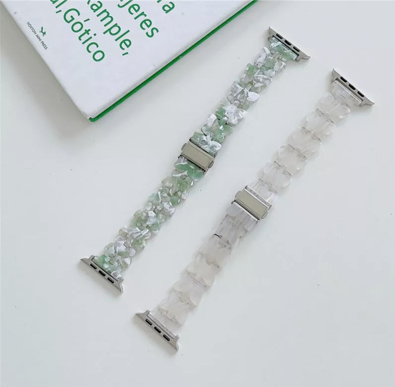 Butterfly Resin Band Strap Bracelet for Apple Watch Ultra 8 7 6 5 4 3 2 - Pearl white - 38/40/41