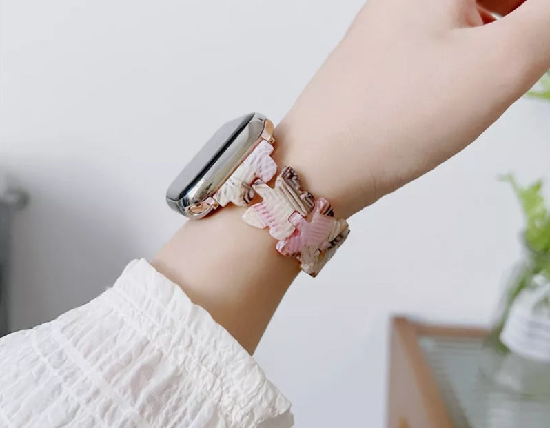 Butterfly Resin Band Strap Bracelet for Apple Watch Ultra 8 7 6 5 4 3 2 - Purple - 38/40/41