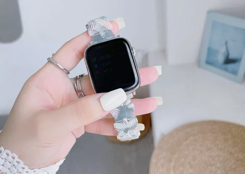 Butterfly Resin Band Strap Bracelet for Apple Watch Ultra 8 7 6 5 4 3 2 - Aqua blue - 42/44/45/49