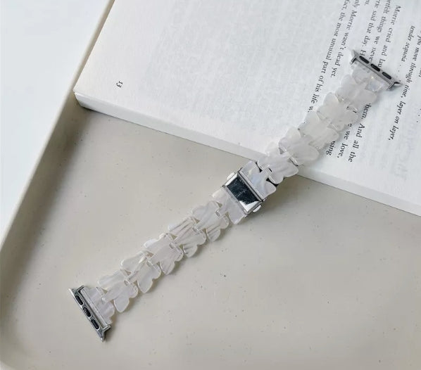 Butterfly Resin Band Strap Bracelet for Apple Watch Ultra 8 7 6 5 4 3 2 - Pearl white - 38/40/41