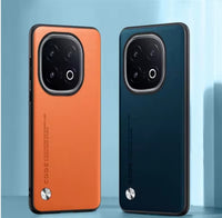 Orange Luxury Plain Leather with shockproof bumper Case For iQOO 12