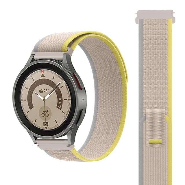20 MM Beige with Yellow Trail loop Bands Compatible for Android Smartwatches