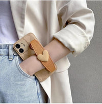 Lovely Wrist Strap Slim PU Leather Cute Lanyard Phone Case for iPhone 12/14/15