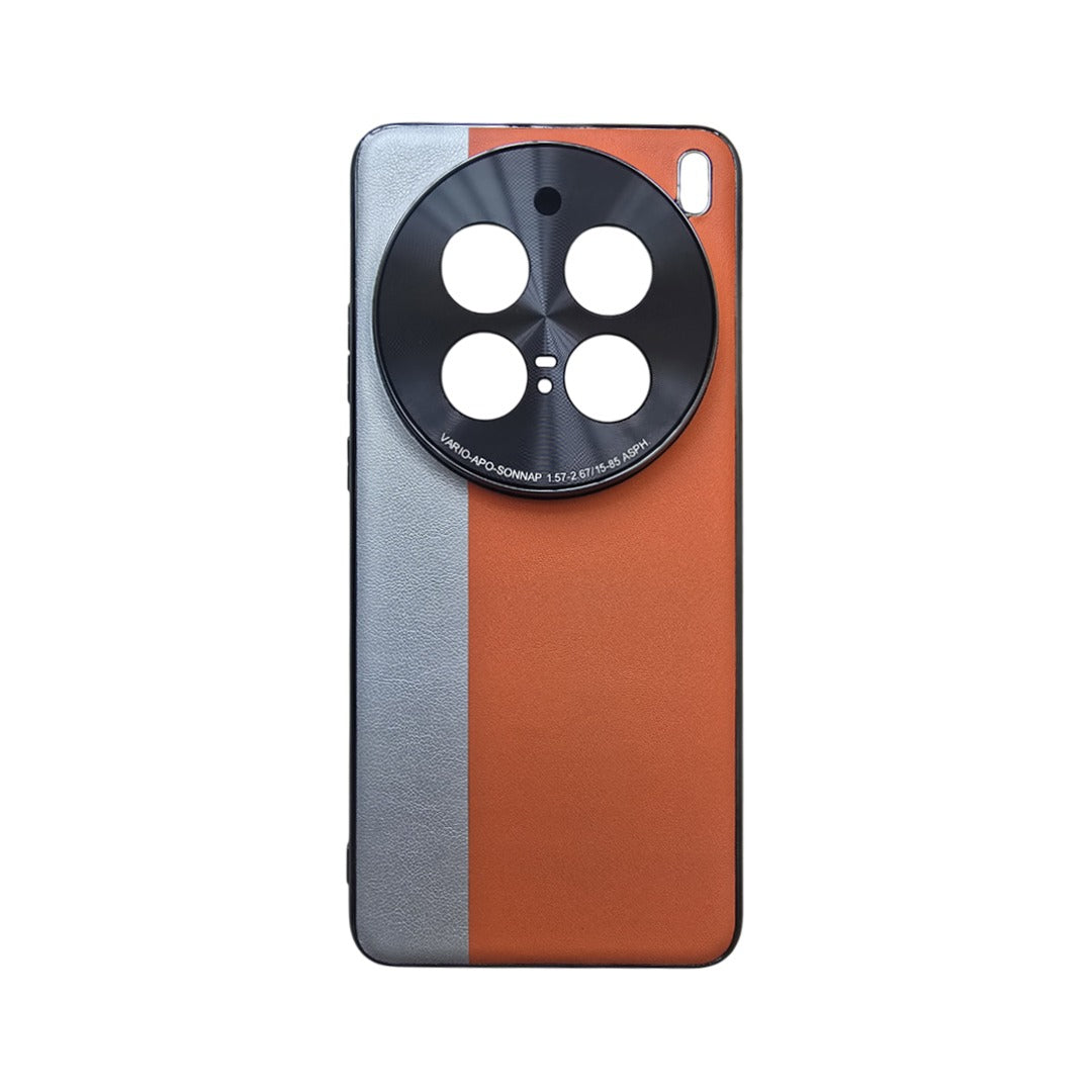 Ultra Case Fashion Hard PC+PU Camera Protective Back Cover Case For vivo X200 Pro- Orange+Silver